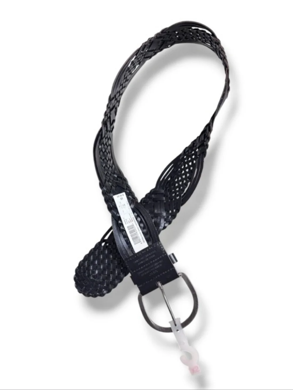 MOSSIMO Wide Black Braided Leather Belt Size XS NWT